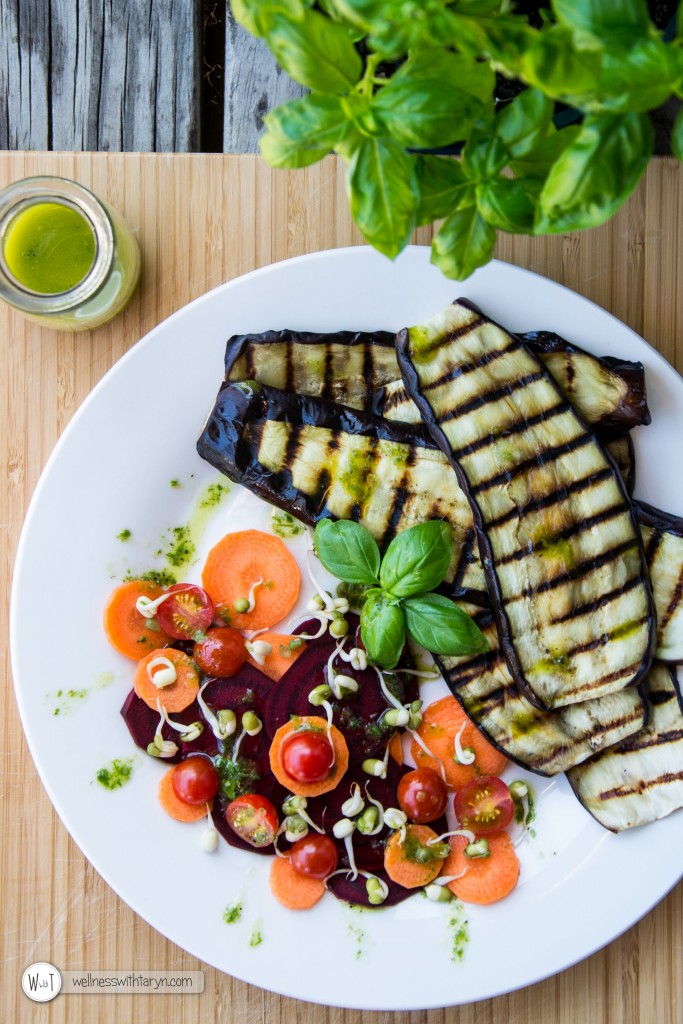 Grilled aubergine with lemon basil dressing (20 of 29)